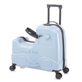 22 Inch Kid's Ride on Suitcase Children's Trolley Luggage Carry-On Luggage with Spinner Wheels \Lock\Safty Belt\Telescoping Handle Blue