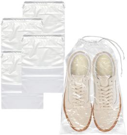 PUREVACY Travel Shoe Bags 9" x 12". Pack of 50 Clear Plastic 2 mil Pouches with Drawstring Closures for Packing and Storing. Waterproof Portable Stora