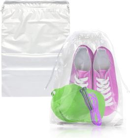 PUREVACY Travel Shoe Bags 12" x 18". Pack of 100 Clear Plastic 2 mil Pouches with Drawstring Closures for Packing and Storing. Waterproof Portable Sto