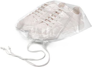 Pack of 100 Travel Shoe Bags 12 x 16.5 Clear Plastic Drawstring Bags 12 x 16 1/2 Thickness 2 mil Double Polyester Drawstrings Travel Bags Shoes Storag