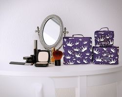 3 Pcs Set Cosmetic Case Crown Print