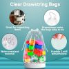 Clear Plastic Drawstring Bags 6" x 10"; Pack of 50 Clear Bags for Gifts 2 Mil Polyethylene Drawstring Gift Bags; Water-Resistant Plastic Shoe Bags 6x1