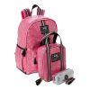 Justice Girls 17" Laptop Backpack, Lunch Tote and Pencil Case, 3-Piece Set Pink Star Print