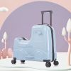 22 Inch Kid's Ride on Suitcase Children's Trolley Luggage Carry-On Luggage with Spinner Wheels \Lock\Safty Belt\Telescoping Handle Blue