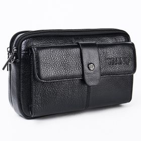 Fashion Top Layer Cowhide Messenger Bag Multifunctional (Color: Black)