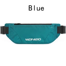 Men's Check Waterproof Ultra-thin Sports Waist Bag (Color: Blue)