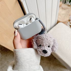 Applicable Solid Color Earphone Cover Wireless Bluetooth Soft Shell Cartoon Puppy Pendant (Option: Grey-Airpods1or2 generation)