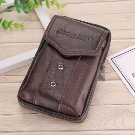 Men's Leather Belt Waist Bag With Large Capacity (Option: Coffee-Vertical payment)