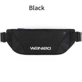 Men's Check Waterproof Ultra-thin Sports Waist Bag (Color: Black)