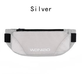 Men's Check Waterproof Ultra-thin Sports Waist Bag (Color: Silver)