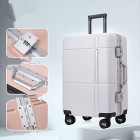 Universal Silent Wheel Password Box Large Capacity High School Student Suitcase (Option: White-28 in)