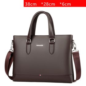 Large Capacity Business Handbag Men's Soft Leather Briefcase (Option: Simple version brown)