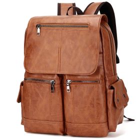 Men's Computer Bag Vintage Canvas Backpack (Option: Light Brown-14 Inches)