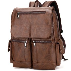 Men's Computer Bag Vintage Canvas Backpack (Option: Brown-14 Inches)