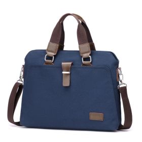 Men's Business Casual Oxford Cloth Handheld One Shoulder Canvas Briefcase (Option: Blue-L)