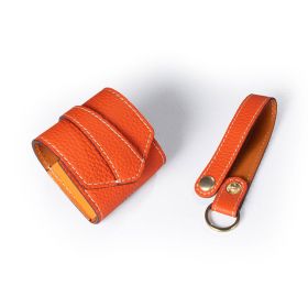 Compatible with Apple, Compatible with Apple , Bluetooth Second Generation Leather Anti-lost Rope Earphone Bag (Color: Orange)