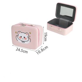 Cute Large-capacity Cosmetic Bag, Extra-large Portable High-end Storage Box (Option: Light pink bear-19X24.5cm)