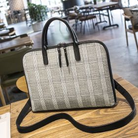 Workplace Commuter Business One-Shoulder Handbag Computer Bag (Option: Black and white grid)