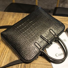 Workplace Commuter Business One-Shoulder Handbag Computer Bag (Option: Black crocodile pattern enlarg)