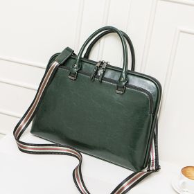 New Style Cowhide Lady Briefcase Large Capacity Business Handbag A4 Document Bag Computer Bag (Color: Green)