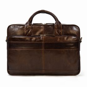 Vintage Men's Briefcase Genuine Leather Business Commuter Bag Crazy Horse Leather (Color: Coffee)