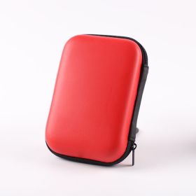 Multi Functional Data Cable Shock Resistant Storage Bag Iron Box (Color: Red)