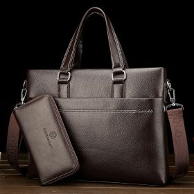 Leather Computer Leisure Bag With One Shoulder (Option: A set of horizontal brown)