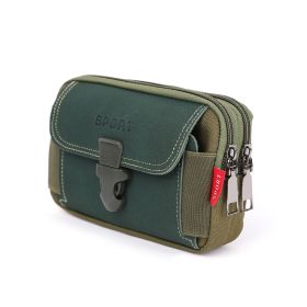 Men's 6.5 Inch Multifunctional Vertical Canvas Mobile Phone Waist Bag (Option: Horizontal green)