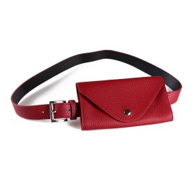 Litchi Pattern Mobile Phone Waist Bag Belt Type (Color: Red)