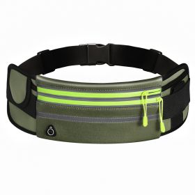 Double Zippers Waist Bags Waterproof Sports Running Fanny Pack (Option: Army green-7.5)