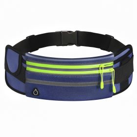 Double Zippers Waist Bags Waterproof Sports Running Fanny Pack (Option: Navy blue-7.5)