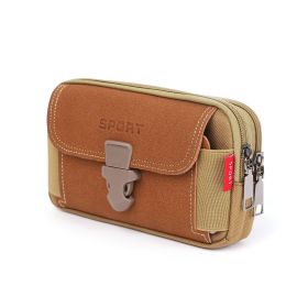 Men's 6.5 Inch Multifunctional Vertical Canvas Mobile Phone Waist Bag (Option: Horizontal khaki)