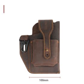 Men's Dual Mobile Phone Bag Hanging Waist   Outdoor Construction Site Leather Belt Cover (Option: Dark brown with keychain)