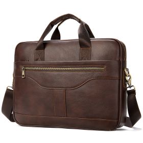 Vintage Business Office Handbag Men's Real-leather Bag Briefcase (Color: Coffee)