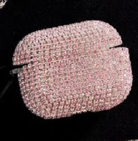 Compatible with Apple, Rhinestone Protective Sleeve 3pro Hanging Buckle Anti-drop (Option: Pink-Airpods 3pro)