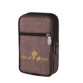 Enlarged Canvas Mobile Phone Bag Zipper Waterproof (Option: Vertical coffee1)