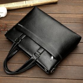 Leather Computer Leisure Bag With One Shoulder (Option: Horizontal black single bag)