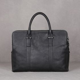 Vintage Vegetable Tanned Leather Men's First Layer Cowhide Casual Business Handbag (Color: Grey)