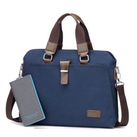 Men's Business Casual Oxford Cloth Handheld One Shoulder Canvas Briefcase (Option: Blue-L with wallet)