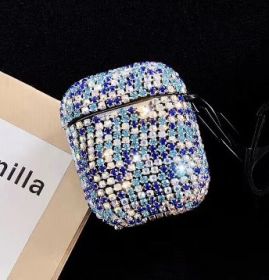 Compatible with Apple, Rhinestone Protective Sleeve 3pro Hanging Buckle Anti-drop (Option: Mixed blue-Airpods 3pro)