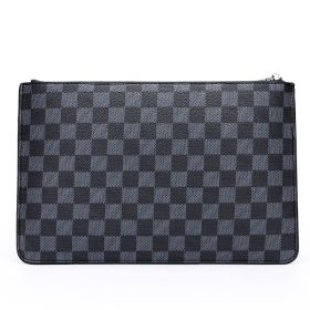 Men's Soft Pu Plaid Business Casual Clutch (Option: Checkered black)