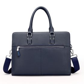 One Shoulder Messenger Official Document Casual Leather Bag (Option: Blue-14inches)