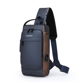 Password Lock Men's Leisure Bag With Large Capacity (Option: Blue paired with brown)