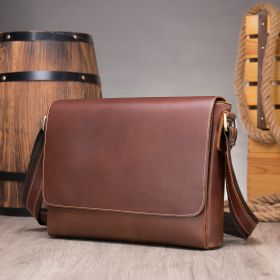 The First Layer Cowhide Shoulder Bag Retro Messenger Bag (Option: 6011red coffee)