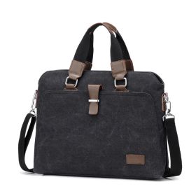 Men's Business Casual Oxford Cloth Handheld One Shoulder Canvas Briefcase (Option: Black-L)