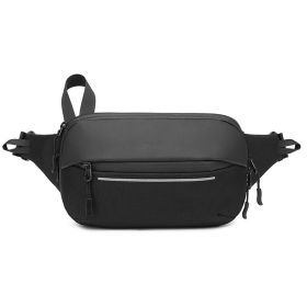 Men's Waist Bag Korean Version Functional Multi-function Expandable Messenger (Color: Black)