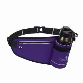 Fitness Running Waist Bag Outdoor Sports Waterproof Marathon Water Bottle (Color: Purple)