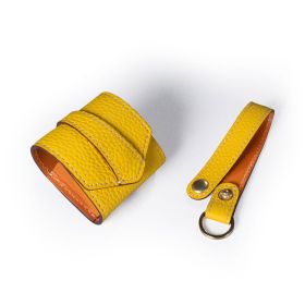 Compatible with Apple, Compatible with Apple , Bluetooth Second Generation Leather Anti-lost Rope Earphone Bag (Color: Yellow)