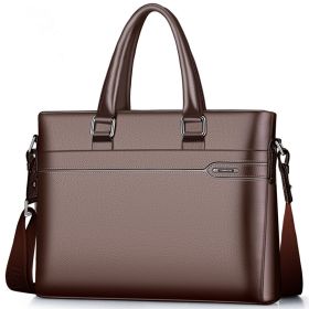 Horizontal Briefcases The First Layer Of Cowhide Business Leather (Option: 810J009L1B brown)