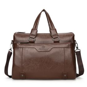 Laptop Bag Briefcase Men's Shoulder (Color: Khaki)